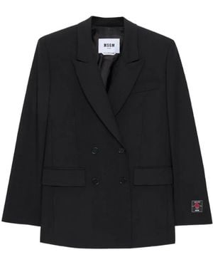 MSGM Double-Breasted Patch Blazer - Black