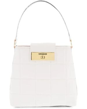 Moschino Quilted Turn-Lock Tote Bag - White