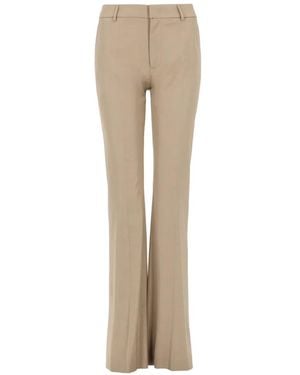 PT Torino Pressed-Crease Flared Trousers - Natural