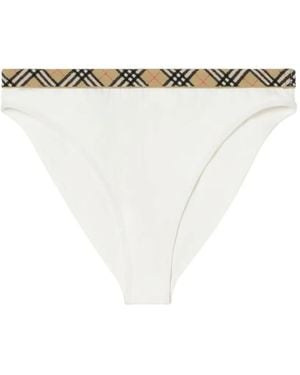 Burberry Bragas De Bikini Con Ribete A Cuadros - Blanco