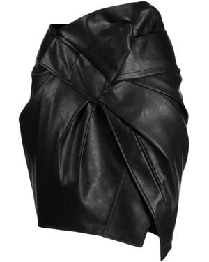 JNBY Asymmetric Faux-Leather Pleated Miniskirt - Black