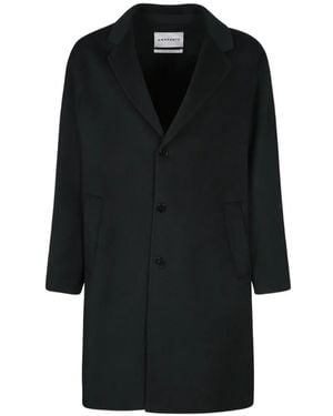 Amaranto Single-Breasted Notched-Lapels Coat - Black