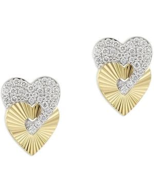 Phillips House Pendientes Aura Pequeños En Oro Amarillo De 14 Ct Con Diamantes - Blanco