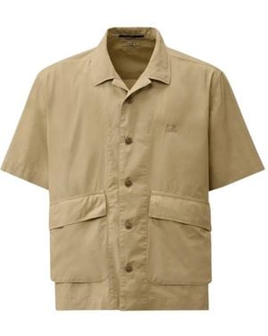 C.P. Company Logo-Embroidered Flap-Pocket Shirt - Natural