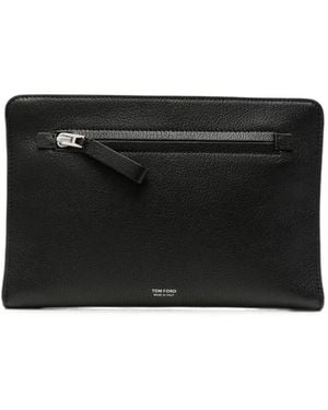 Tom Ford Clutch Aus Gekörntem Leder - Schwarz