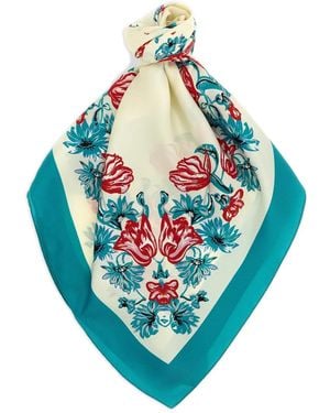 Pinko Elegant Scarf With Floral Print - Blue
