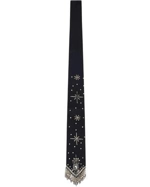 Pinko Embellished Fringed Tie - White