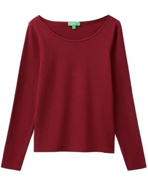 Benetton Long-Sleeve Scoop-Neck T-Shirt - Red