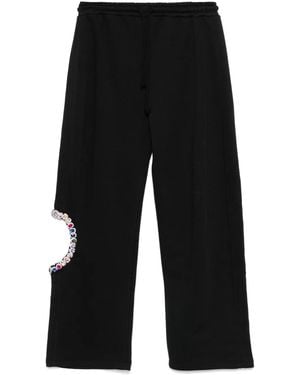 Loulou Rhinestone-Embellished Track Trousers - Black