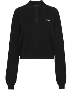 ROTATE BIRGER CHRISTENSEN Long-Sleeve Polo Shirt - Black