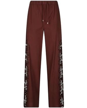 Patrizia Pepe Lace-Insert Drawstring Trousers - Purple