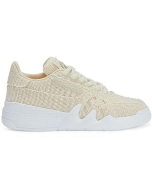 Giuseppe Zanotti Talon Frayed-Edge Lace-Up Low-Top Trainers - White