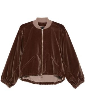 Fabiana Filippi Velvet Zip-Up Bomber Jacket - Brown