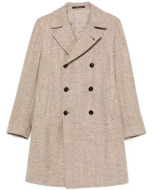 Tagliatore Herringbone Double-Breasted Coat - Natural