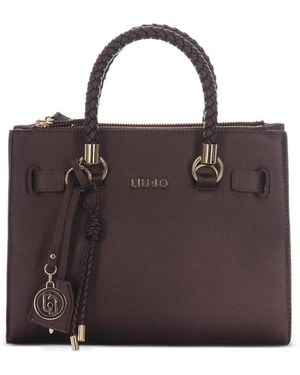 Liu Jo Small Logo-Charm Satchel Bag - Brown