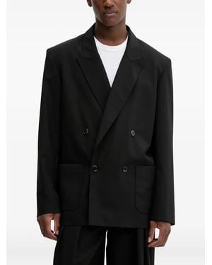 Nanushka Double-Breasted Patch-Pocket Blazer - Black