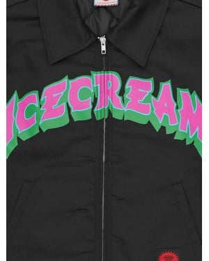 ICECREAM Pointed-Collar Zip Jacket - Black