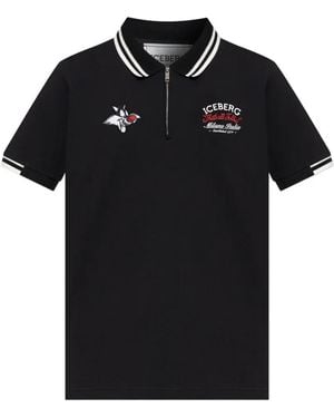 Iceberg Embroidered Tipped Polo Shirt - Black