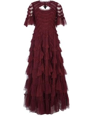 Needle & Thread Robe Longue Aviana À Manches Courtes - Purple