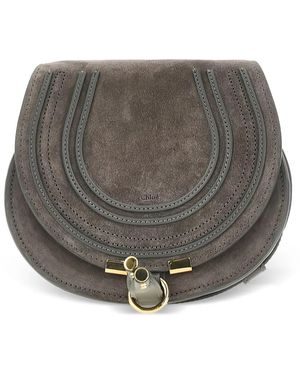 Chloé Petit Sac Porté Épaule Marcie En Daim - Gris