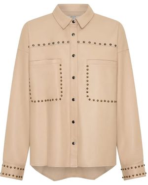 One Teaspoon Daria Stud-Embellished Leather Jacket - Natural