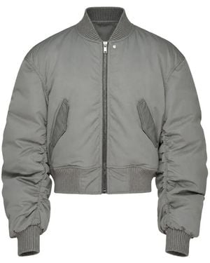 Rick Owens Secchia Flight Ruched-Sleeve Jacket - Gray