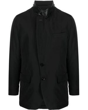 Tom Ford Leather-Trim Single-Breasted Blazer - Black