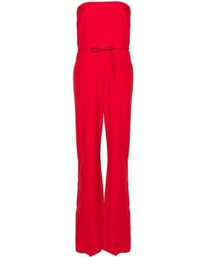 Valentino Garavani Strapless Straight-Leg Wool Jumpsuit - Red