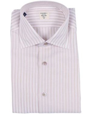 Mazzarelli Vertical-Stripe Slim-Fit Shirt - Pink