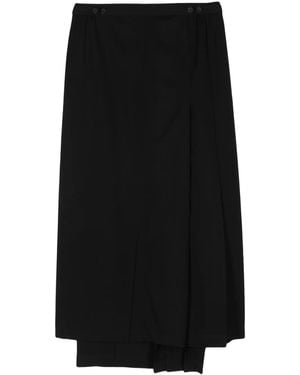 Yohji Yamamoto Asymmetric Wool Skirt - Black