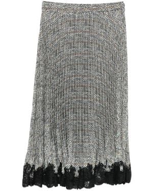 Ermanno Scervino Falda Midi Plisada Con Ribete De Encaje - Gris