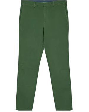 PT Torino Flat-Front Straight-Leg Trousers - Green
