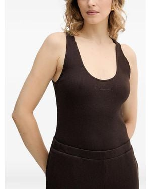 KARL LAGERFELD Waffle-Knit Tank Top - Black
