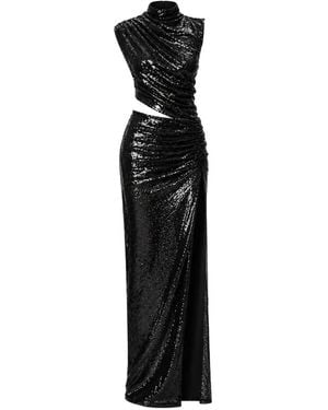 Amazuìn Leo Sequins Embellished Cut-Out Maxi Dress - Black