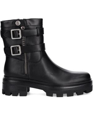 Guess Lynden Buckle-Strap Ankle Boots - Black