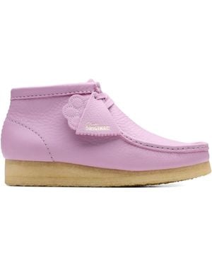 Clarks Wallabee Flower Leather Boots - Purple