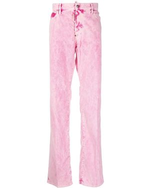 DSquared² Tie-Dye Print Straight Trousers - Pink