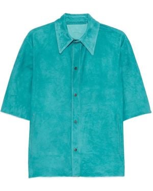 Salvatore Santoro Button-Up Short-Sleeve Overshirt - Blue