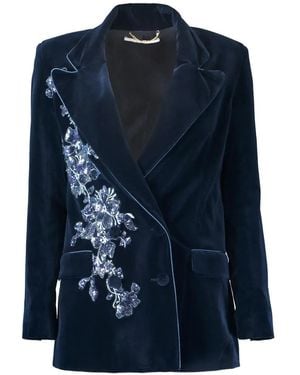 Borgo De Nor Blazer En Velours Quinn Orné De Sequins - Blue