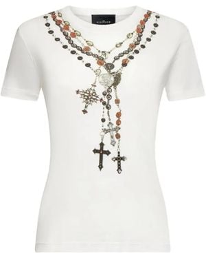 John Richmond Rosary-Cross Printed T-Shirt - White