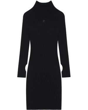 Courreges Solar Light Mockneck Mini Dress - Black