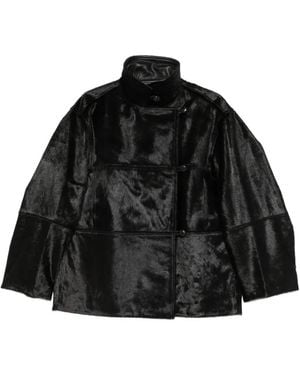 Rohe Jacke Aus Ponyhaar - Schwarz