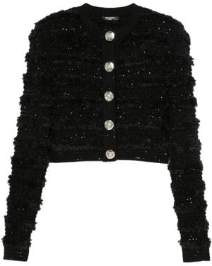 Balmain Sequin-Embellished Cardigan - Black