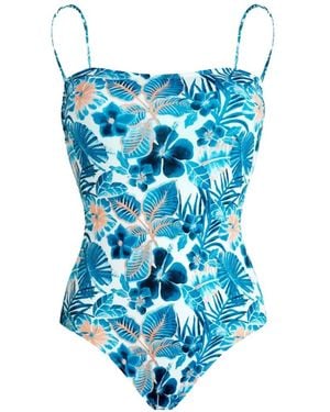 Vilebrequin Facette Floral-Print Bustier One-Piece Swimsuit - Blue