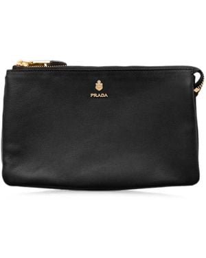 Prada Leather Zipper Pouch - Black