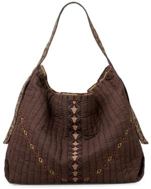 Ba&sh Large Lenny Embroidered Quilted Tote Bag - Brown