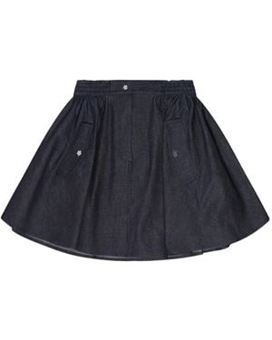 Cecilie Bahnsen Flower-Button Flared Skirt - Blue