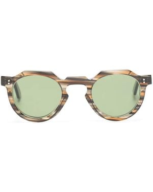 Lesca Crown Xl Panto Round-Frame Sunglasses - Green
