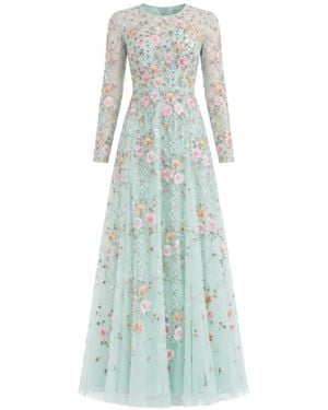 Needle & Thread Garden Rose Long-Sleeve Maxi Dress - Blue