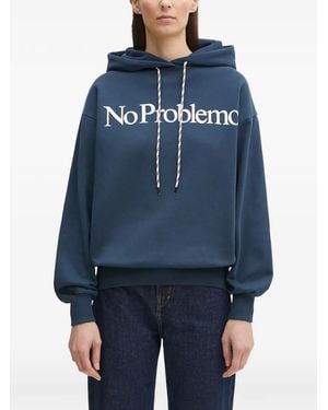 Aries Graphic-Print Hoodie - Blue